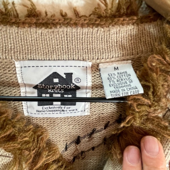 Vintage StoryBook Knits Cotton/Ramie Leopard Detail Sweater Cardigan Size M - Picture 7 of 9